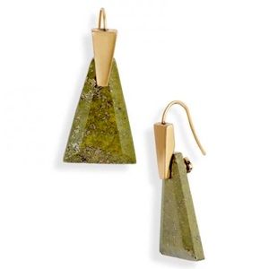 Kendra Scott Collins Sm Drop Earrings Olive Green